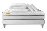 Pack lit complet 160x200 cm - Matelas + Sommier Blanc (en kit) + 2 oreillers + Couette - Memo Luxe Pack lit complet 160x200 cm - Matelas + Sommier Blanc (en kit) + 2 oreillers + Couette - Memo Luxe