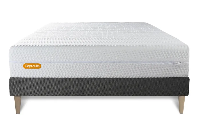 Ensemble Matelas Sommier 140x200 cm - Sommier Gris (en kit) - Memo Bio