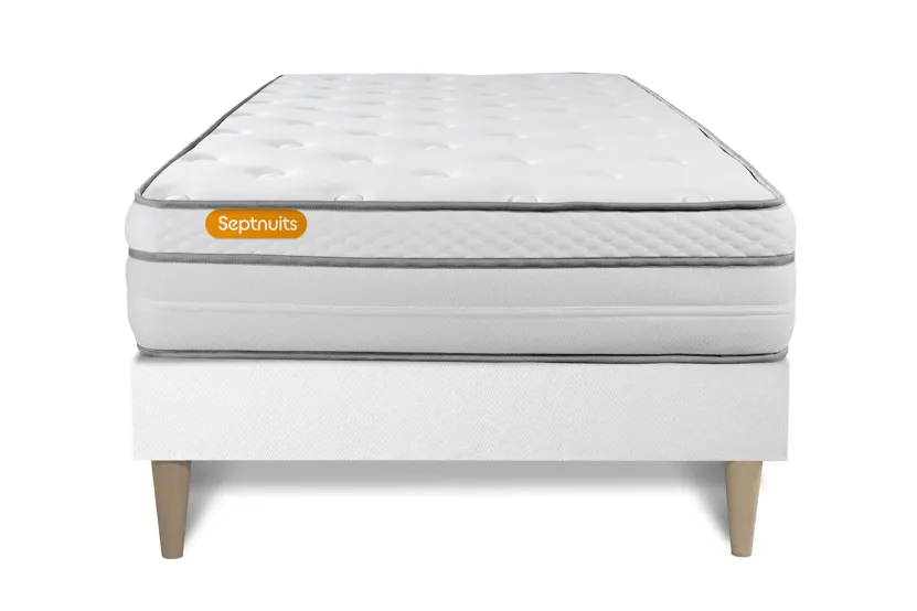 Ensemble Matelas Sommier 90x200 cm - Sommier Blanc (en kit) - Memo Luxe