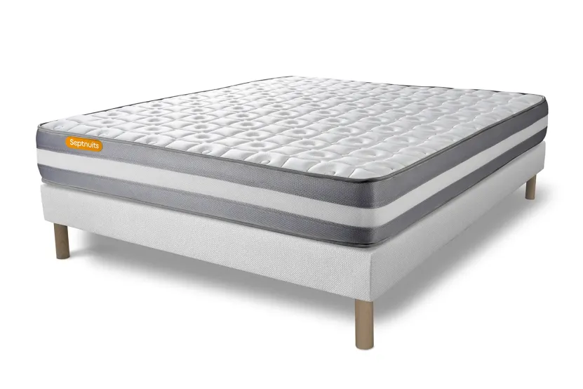 Ensemble Matelas Sommier 160x200 cm - Sommier Blanc (déjà monté) - Memo Plus