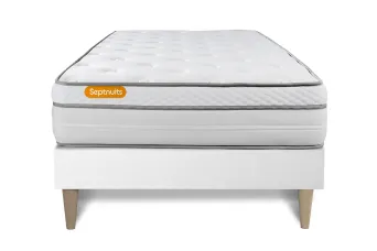 Ensemble Matelas Sommier 90x190 cm - Sommier Blanc (en kit) - Memo Luxe