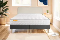 Ensemble Matelas Sommier 200x200 cm - 2 Sommiers Gris - Memo Ensemble Matelas Sommier 200x200 cm - 2 Sommiers Gris - Memo