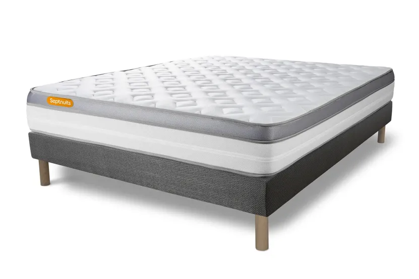 Ensemble Matelas Sommier 160x200 cm - Sommier Gris (déjà monté) - Memo Zen