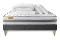 Pack lit complet 180x200 cm - Matelas + Sommier Gris (en kit) + 2 oreillers + Couette - Memo Spring Pack lit complet 180x200 cm - Matelas + Sommier Gris (en kit) + 2 oreillers + Couette - Memo Spring