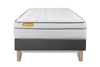 Ensemble Matelas Sommier 90x200 cm - Sommier Gris (déjà monté) - Memo Luxe