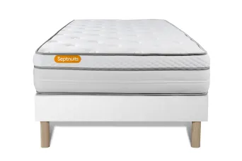 Ensemble Matelas Sommier 90x190 cm - Sommier Blanc (déjà monté) - Memo Luxe