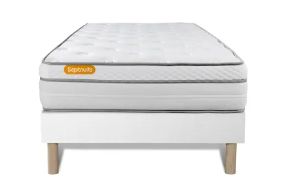 Ensemble Matelas Sommier 90x200 cm - Sommier Blanc (d&eacute;j&agrave; mont&eacute;) - Memo Luxe