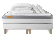 Pack lit complet 200x200 cm - Matelas + 2 Sommiers Blancs + 2 oreillers + Couette - Memo Zen Pack lit complet 200x200 cm - Matelas + 2 Sommiers Blancs + 2 oreillers + Couette - Memo Zen