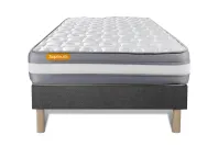Ensemble Matelas Sommier 90x190 cm - Sommier Gris (déjà monté) - Memo Plus Ensemble Matelas Sommier 90x190 cm - Sommier Gris (déjà monté) - Memo Plus