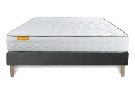 Ensemble Matelas Sommier 160x200 cm - Sommier Gris (en kit) - Memo Ensemble Matelas Sommier 160x200 cm - Sommier Gris (en kit) - Memo