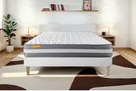 Ensemble Matelas Sommier 140x190 cm - Sommier Blanc (déjà monté) - Memo Plus Ensemble Matelas Sommier 140x190 cm - Sommier Blanc (déjà monté) - Memo Plus