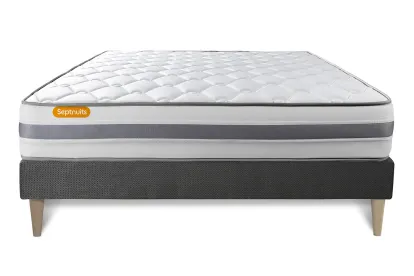 Ensemble Matelas Sommier 160x200 cm - Sommier Gris (en kit) - Memo Spring