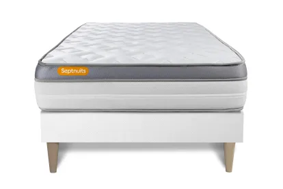 Ensemble Matelas Sommier 90x190 cm - Sommier Blanc (en kit) - Memo Zen