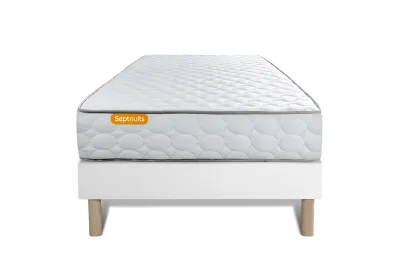 Ensemble Matelas Sommier 90x200 cm - Sommier Blanc (d&eacute;j&agrave; mont&eacute;) - Memo