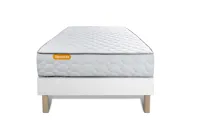 Ensemble Matelas Sommier 90x200 cm - Sommier Blanc (déjà monté) - Memo Ensemble Matelas Sommier 90x200 cm - Sommier Blanc (déjà monté) - Memo