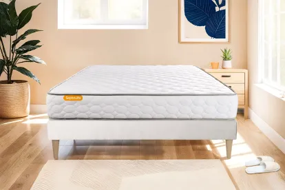 Ensemble Matelas Sommier 160x200 cm - Sommier Blanc (d&eacute;j&agrave; mont&eacute;) - Memo