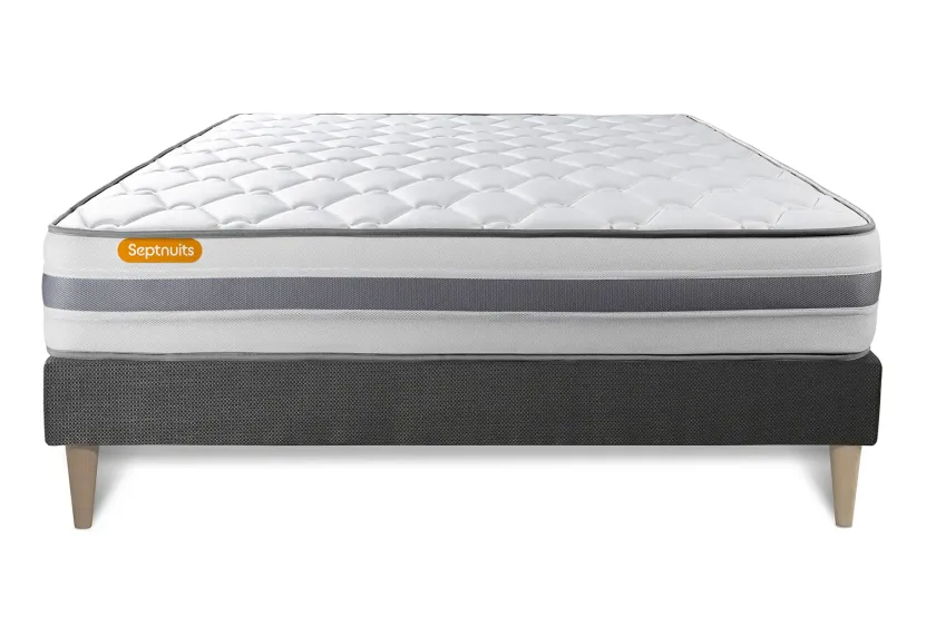 Ensemble Matelas Sommier 200x200 cm - Sommier Gris (en kit) - Memo Spring