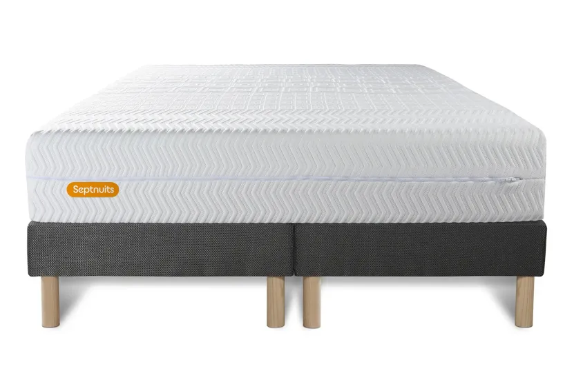 Ensemble Matelas Sommier 200x200 cm - 2 Sommiers Gris - Memo Bio