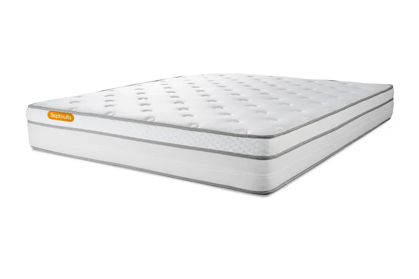 Pack lit complet 160x200 cm - Matelas + Sommier Blanc + 2 oreillers + Couette - Memo Luxe