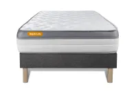 Ensemble Matelas Sommier 90x200 cm - Sommier Gris (déjà monté) - Memo Zen Ensemble Matelas Sommier 90x200 cm - Sommier Gris (déjà monté) - Memo Zen