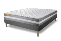 Ensemble Matelas Sommier 140x200 cm - Sommier Gris (déjà monté) - Memo Plus Ensemble Matelas Sommier 140x200 cm - Sommier Gris (déjà monté) - Memo Plus