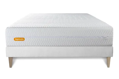 Ensemble Matelas Sommier 140x190 cm - Sommier Blanc (en kit) - Memo Bio