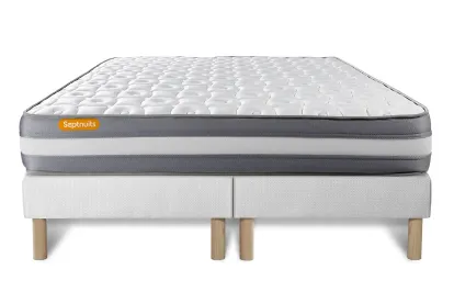 Ensemble Matelas Sommier 180x200 cm - 2 Sommiers Blanc - Memo Plus