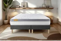 Ensemble Matelas Sommier 200x200 cm - 2 Sommiers Gris - Memo Zen Ensemble Matelas Sommier 200x200 cm - 2 Sommiers Gris - Memo Zen