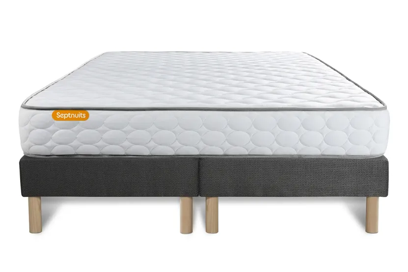 Ensemble Matelas Sommier 200x200 cm - 2 Sommiers Gris - Memo