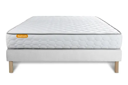 Ensemble Matelas Sommier 140x200 cm - Sommier Blanc (d&eacute;j&agrave; mont&eacute;) - Memo