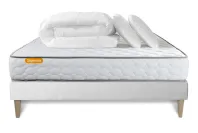 Pack lit complet 160x200 cm - Matelas + Sommier Blanc (en kit) + 2 oreillers + Couette - Memo Pack lit complet 160x200 cm - Matelas + Sommier Blanc (en kit) + 2 oreillers + Couette - Memo