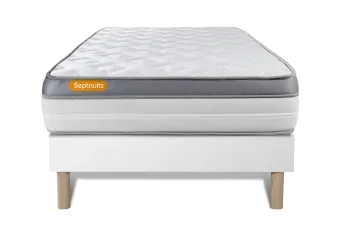 Ensemble Matelas Sommier 90x200 cm - Sommier Blanc (déjà monté) - Memo Zen