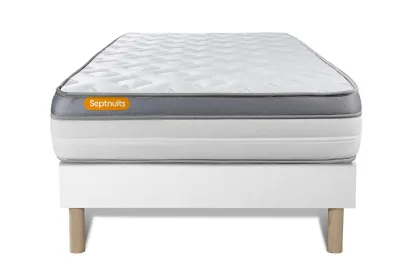 Ensemble Matelas Sommier 90x200 cm - Sommier Blanc (d&eacute;j&agrave; mont&eacute;) - Memo Zen
