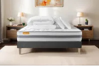 Pack lit complet 140x200 cm - Matelas + Sommier Gris (en kit) + 2 oreillers + Couette - Memo Spring Pack lit complet 140x200 cm - Matelas + Sommier Gris (en kit) + 2 oreillers + Couette - Memo Spring