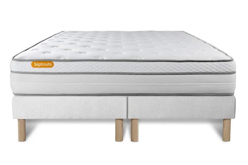 Ensemble Matelas Sommier 200x200 cm - 2 Sommiers Blanc - Memo Luxe