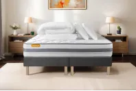 Pack lit complet 200x200 cm - Matelas + 2 Sommiers Gris + 2 oreillers + Couette - Memo Spring Pack lit complet 200x200 cm - Matelas + 2 Sommiers Gris + 2 oreillers + Couette - Memo Spring