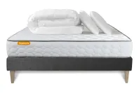 Pack lit complet 180x200 cm - Matelas + Sommier Gris (en kit) + 2 oreillers + Couette - Memo Pack lit complet 180x200 cm - Matelas + Sommier Gris (en kit) + 2 oreillers + Couette - Memo