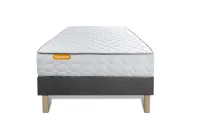 Ensemble Matelas Sommier 90x200 cm - Sommier Gris (déjà monté) - Memo Ensemble Matelas Sommier 90x200 cm - Sommier Gris (déjà monté) - Memo