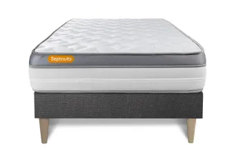 Ensemble Matelas Sommier 90x200 cm - Sommier Gris (en kit) - Memo Zen