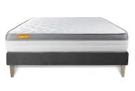Ensemble Matelas Sommier 160x200 cm - Sommier Gris (en kit) - Memo Zen Ensemble Matelas Sommier 160x200 cm - Sommier Gris (en kit) - Memo Zen