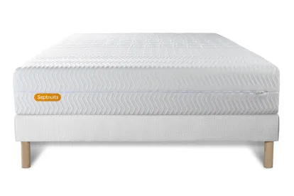 Ensemble Matelas Sommier 140x200 cm - Sommier Blanc (d&eacute;j&agrave; mont&eacute;) - Memo Bio