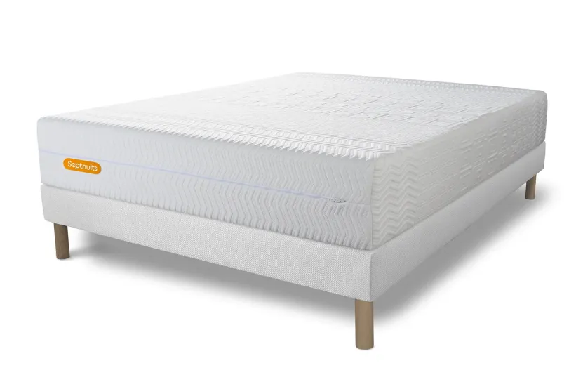 Ensemble Matelas Sommier 140x200 cm - Sommier Blanc (déjà monté) - Memo Bio