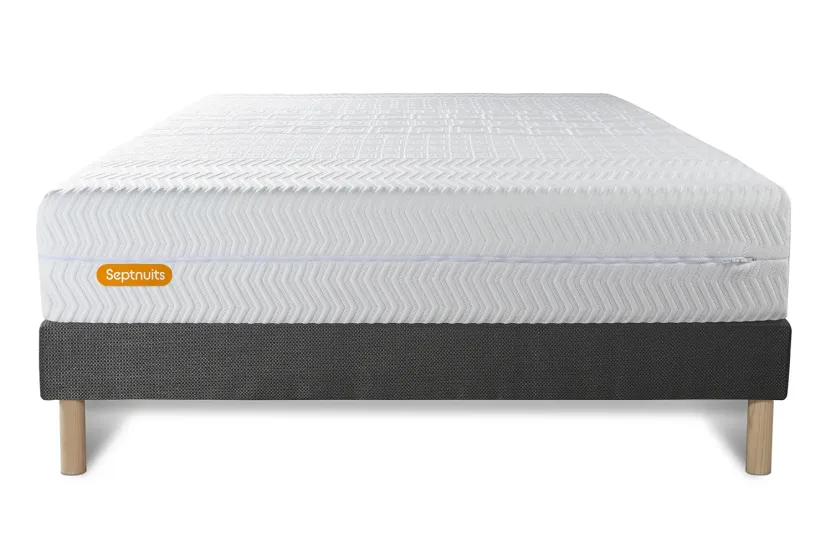 Ensemble Matelas Sommier 140x200 cm - Sommier Gris (déjà monté) - Memo Bio