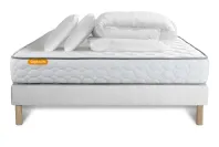 Pack lit complet 160x200 cm - Matelas + Sommier Blanc + 2 oreillers + Couette - Memo Pack lit complet 160x200 cm - Matelas + Sommier Blanc + 2 oreillers + Couette - Memo