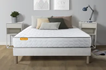 Ensemble Matelas Sommier 140x190 cm - Sommier Blanc (déjà monté) - Memo