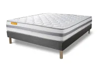 Ensemble Matelas Sommier 160x200 cm - Sommier Gris (déjà monté) - Memo Spring Ensemble Matelas Sommier 160x200 cm - Sommier Gris (déjà monté) - Memo Spring