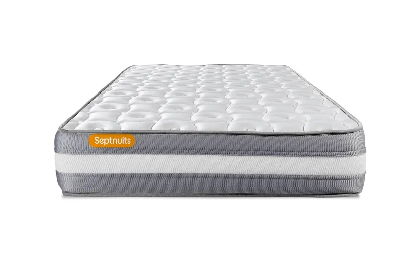 Ensemble Matelas Sommier 90x190 cm - Sommier Gris (déjà monté) - Memo Plus