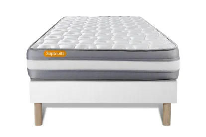 Ensemble Matelas Sommier 90x200 cm - Sommier Blanc (d&eacute;j&agrave; mont&eacute;) - Memo Plus
