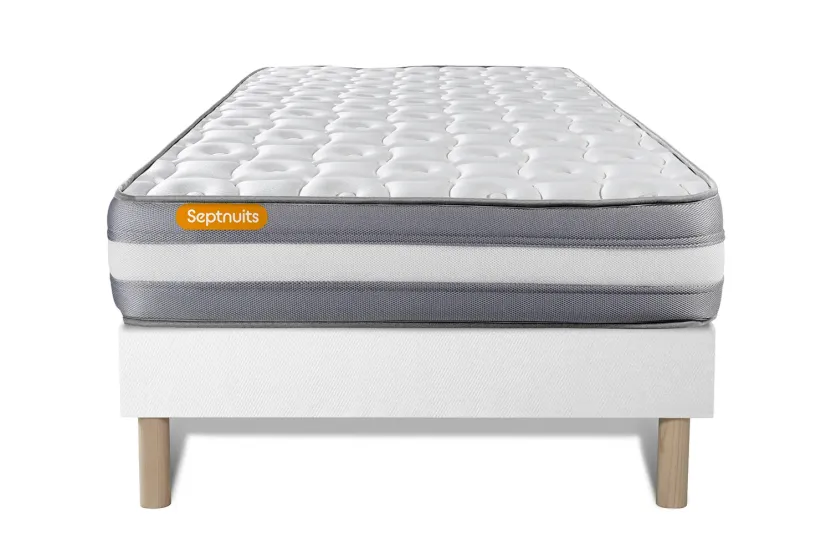 Ensemble Matelas Sommier 90x200 cm - Sommier Blanc (déjà monté) - Memo Plus