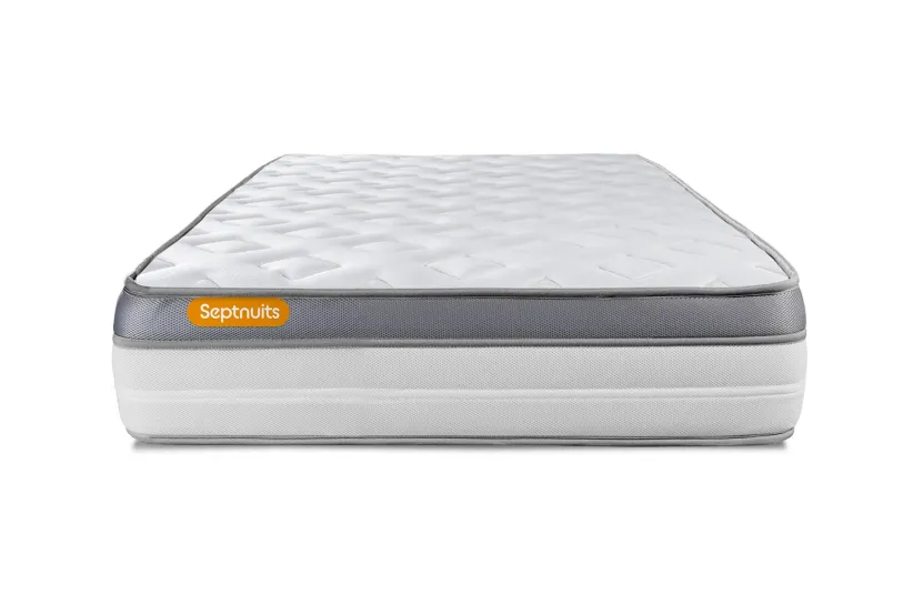 Ensemble Matelas Sommier 90x190 cm - Sommier Gris (déjà monté) - Memo Zen